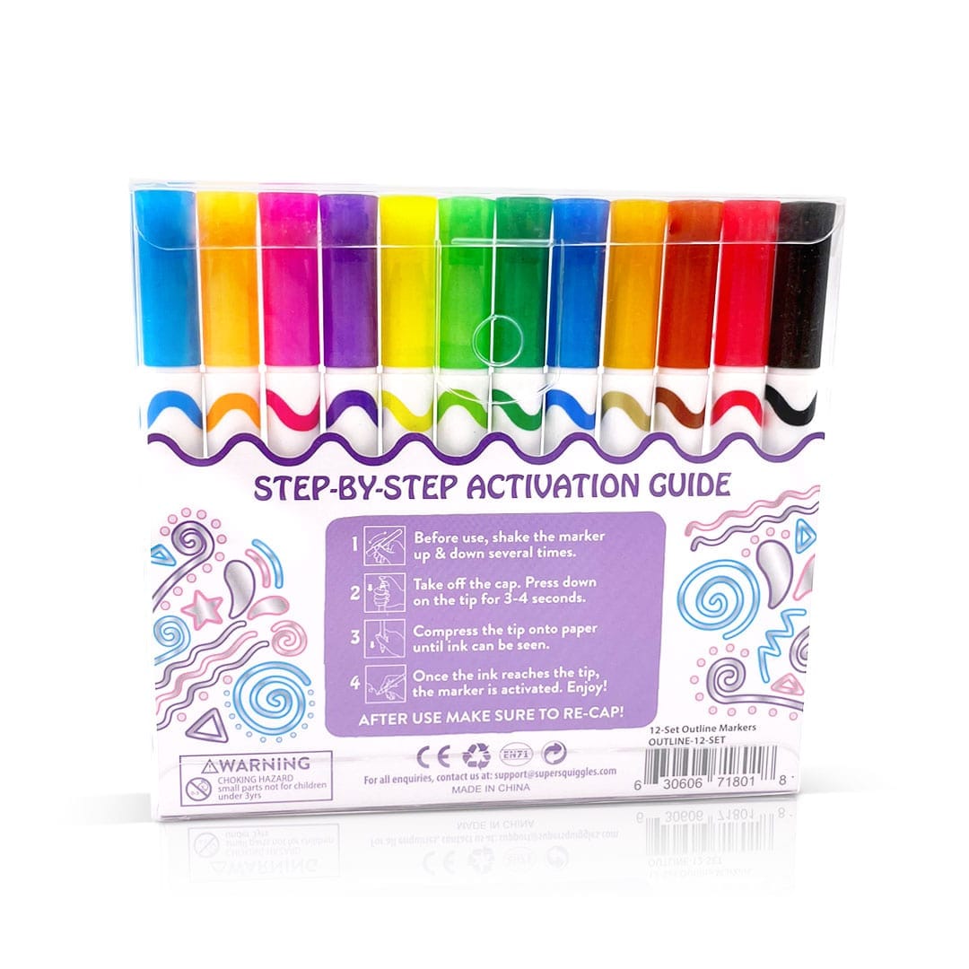 SuperSquiggles Outline Marker Set (12 Pens Per Set) – SuperSquiggles™